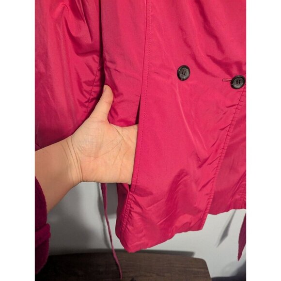 Calvin Klein Womens Magenta Pink Rain Jacket Wool Lined Peacoat Belted Size 6 - Picture 5 of 14